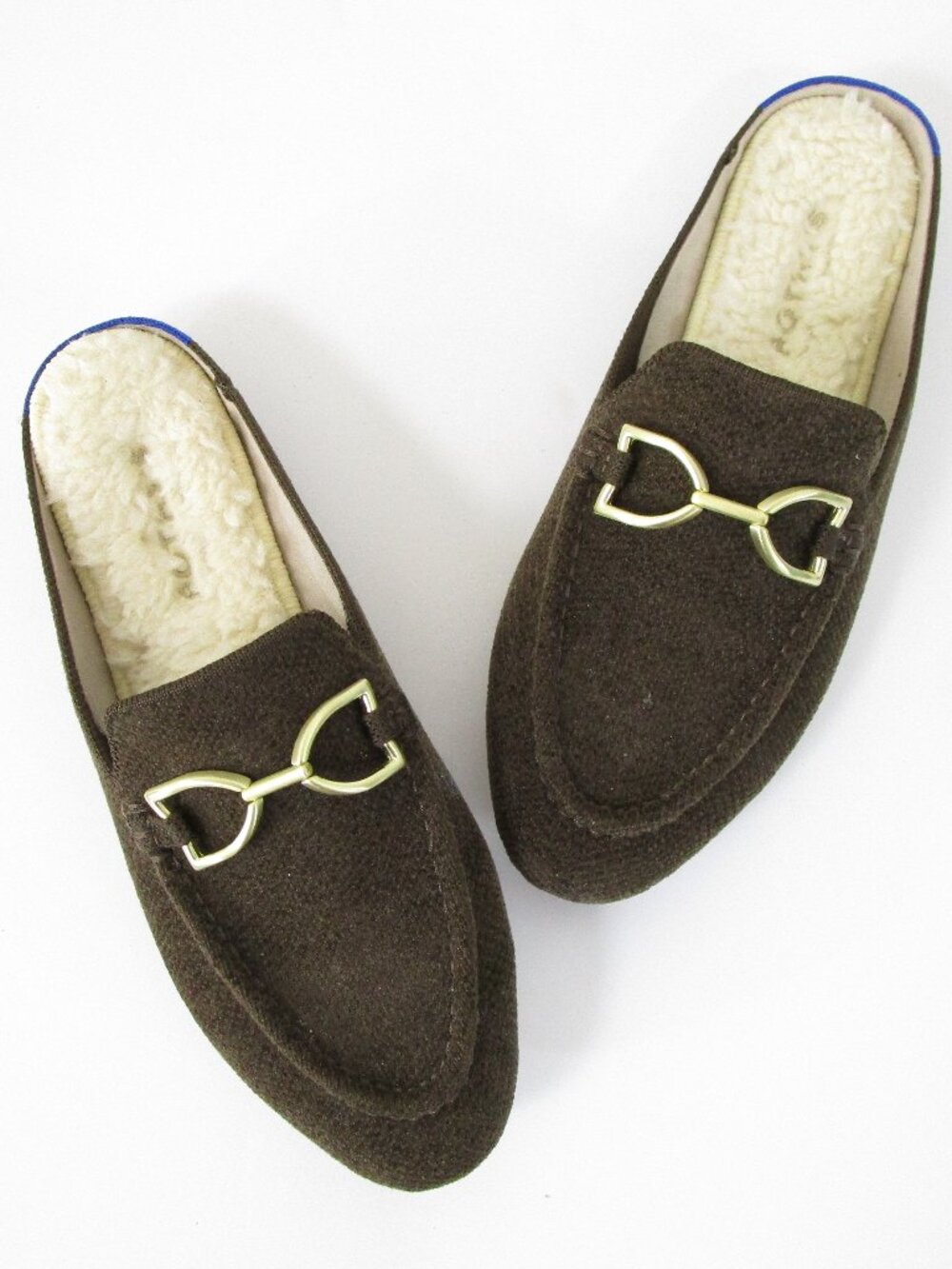 Rothy's Womens Brown The Revelvet Cozy Bit Loafer Mule Slip On Flats Size 7.5